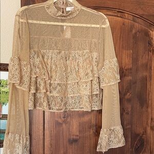 LOFT Beige Lace Crop Top